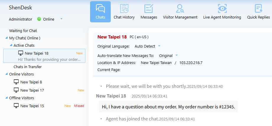 Visitor's IP address