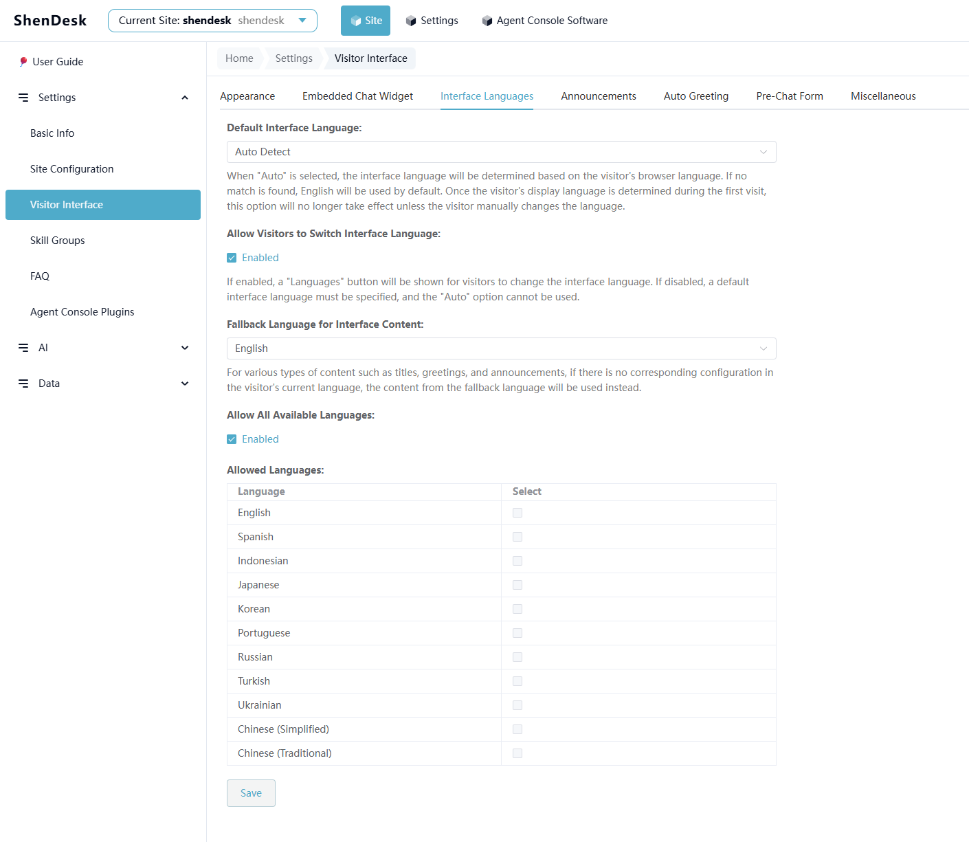 multi-language configuration